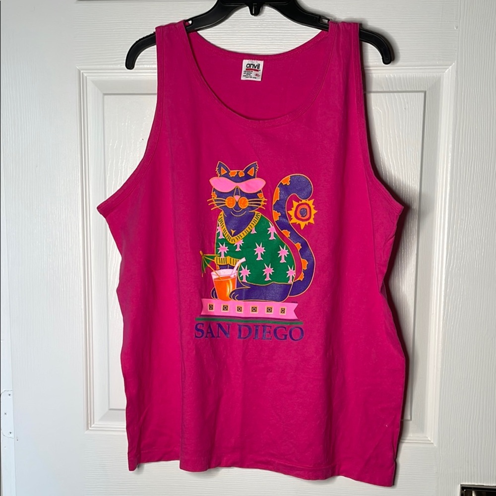 Vintage Anvil San Diego Cat Graphic 100% cotton Tank Top